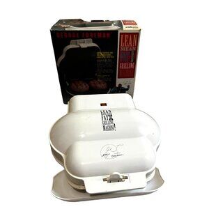 George Foreman Lean Mean Fat Grilling Machine Tested & Works Salton GR10WHT